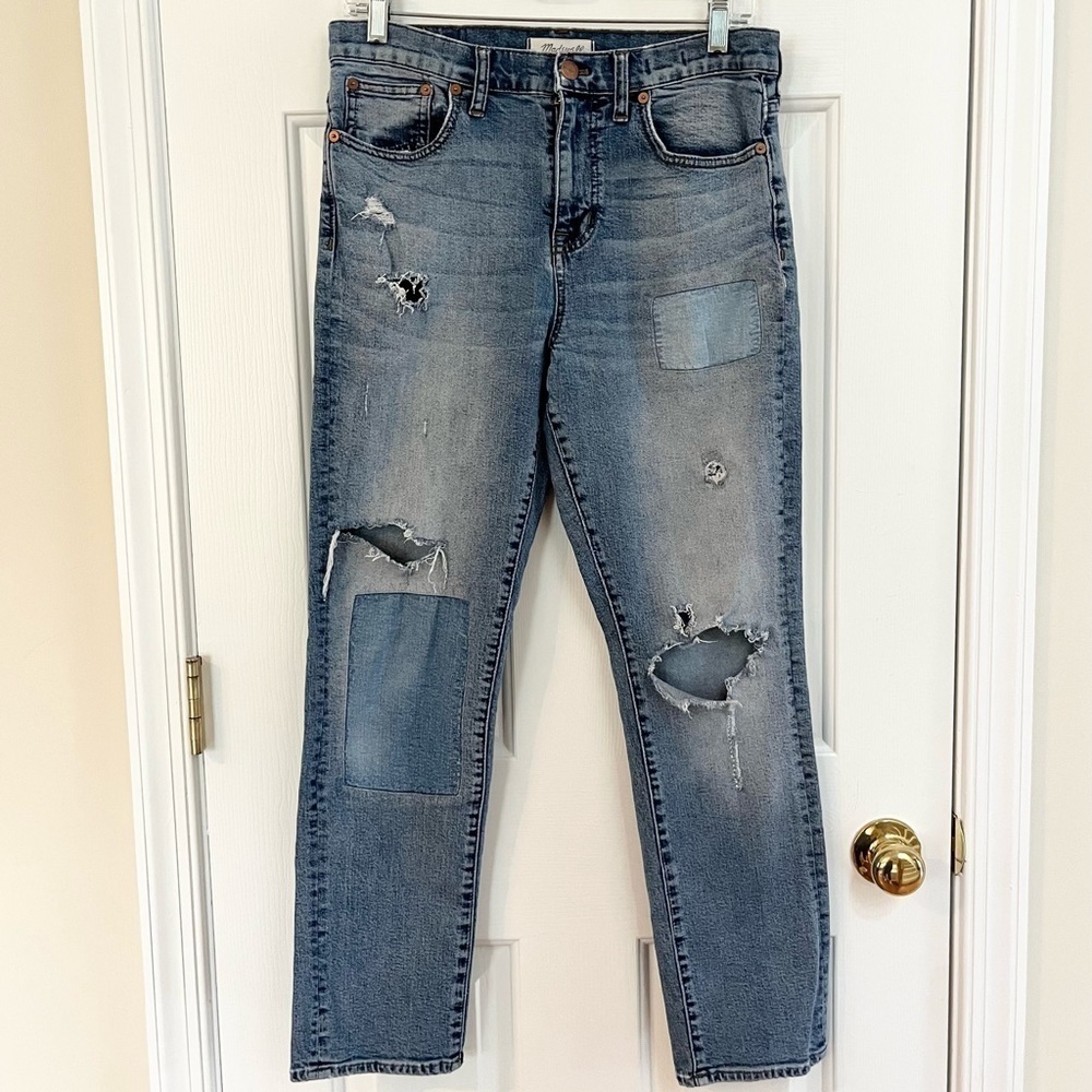 Madewell Straight Cruiser Patch Jeans. 28.